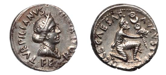 Augustus, 27 B.C.-14 A.D. Rv. Kneeling Parthian