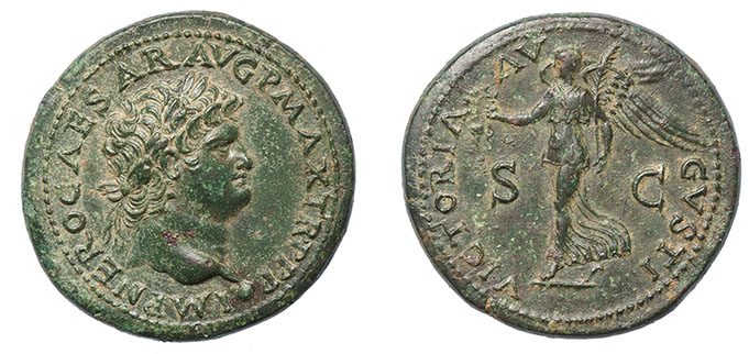 Nero, 54-68 A.D. AE Dupondius, pedigreed