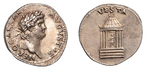 Nero, 54-68 A.D. Rev. Temple of Vesta