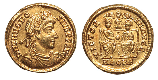 Theodosius I, 379-395 A.D. Aquileia, ex: Bastien