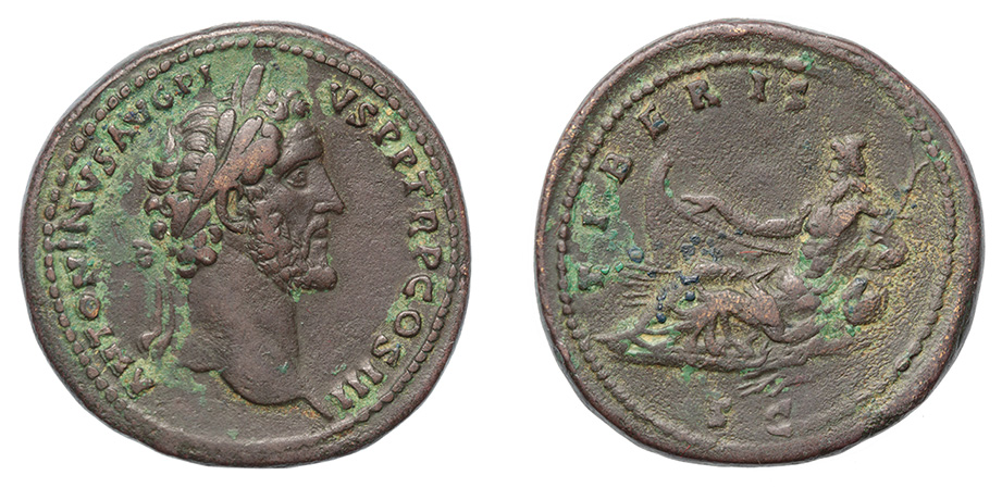 Antoninus Pius, 1388-161 A.D. Rev. Tiber
