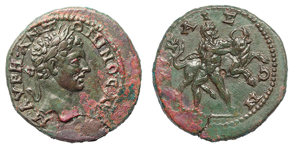 Bithynia, Nicaea, Elagabalus, Rev. Herakles labor