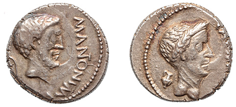 Marc Antony and  Divus Julius Caesar, 43 B.C.