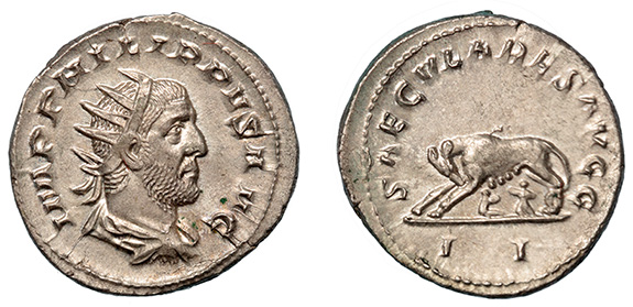 Philip I, 244-249 A.D. Wolf and twins reverse