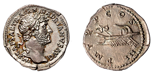 Hadrian, 117-138 A.D.  Galley reverse
