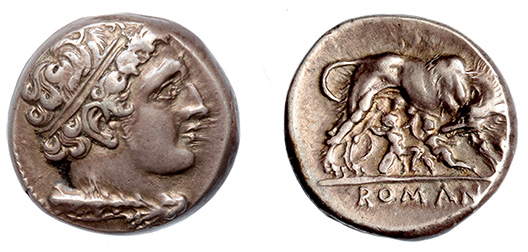 Anonymous, AR Didrachm, Wolf and Twins