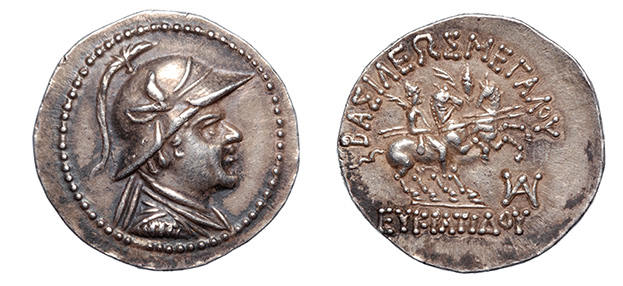 Baktria, Eukratides I, 170-155 B.C. pedigreed