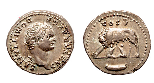 Domitian, 81-96 A.D. Rev. Wolf and twins