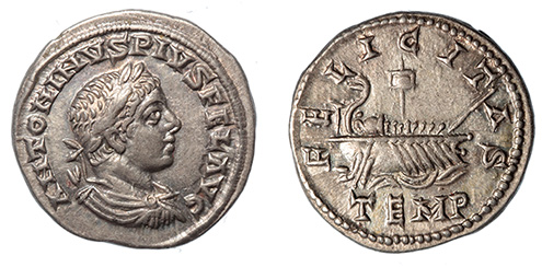 Elagabalus, 218-222 A.D.  Galley reverse